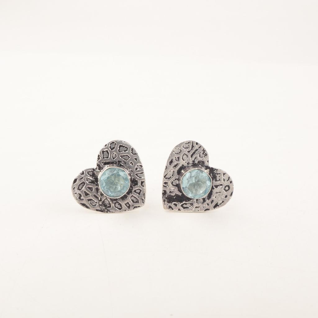 Sky Blue Topaz Gemstone 925 Sterling Silver Jewelry Handmade Stud Earrings 0.6" EE-143-15