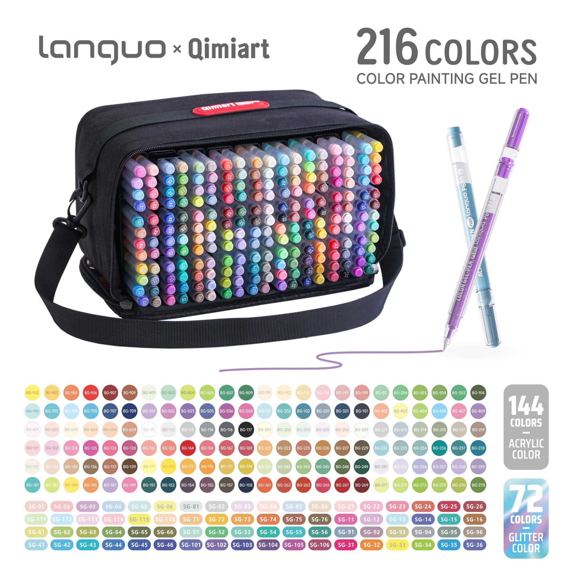 

216 Colors Set 144 Acrylic + 72 Glitter Gel Pens Acrylic Paint Pens Colored Gel Pens for DIY Art Crafts Adult Coloring Supplies