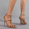 Fashion Rhinestone Narrow Band Designer High Heels Women Sexy Zip Cover Strap Stiletto Sandals Wedding Banquet Pumps Shoes Sandalias