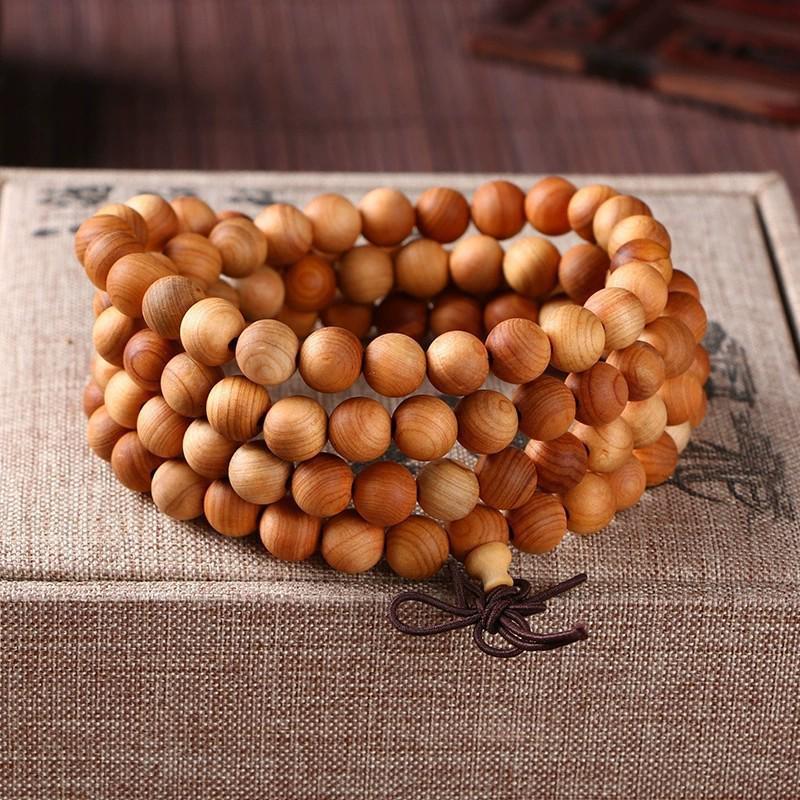 Buddhist Prayer Bracelet - 108 Beads, Multi-strand Sandalwood, Black Rosewood, Wenwan Style