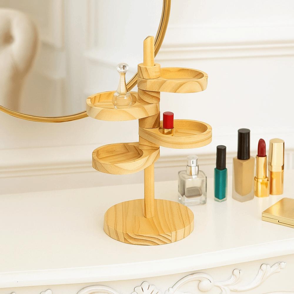 Wooden Jewelry Organizer Rotatable Earring Holder Show Case Key Storage Rack  Entrance Door