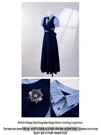 Vestito Primaverile a Finta Due Pezzi con Pizzo e Fiocco Dolce in Stile Coreano per Ragazze Energiche