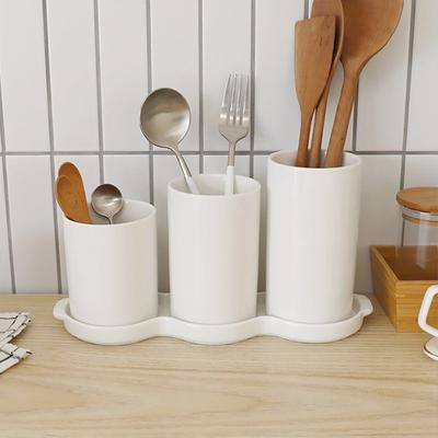 Bloom At Home Pure 3-hole Cutlery Set, Modern White, 1 Set, Korean Popular Tableware