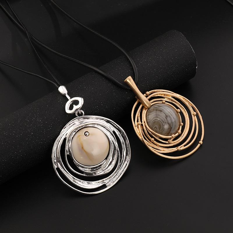 New necklace European and American retro large round premium sweater chain women's long necklace