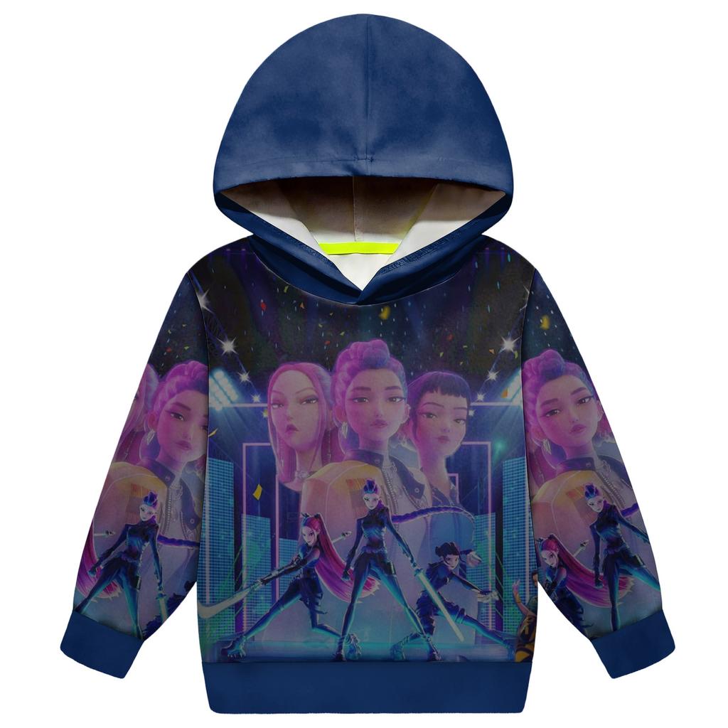 Dziecięca bluza z kapturem, luźna, z długim rękawem i sznurkiem