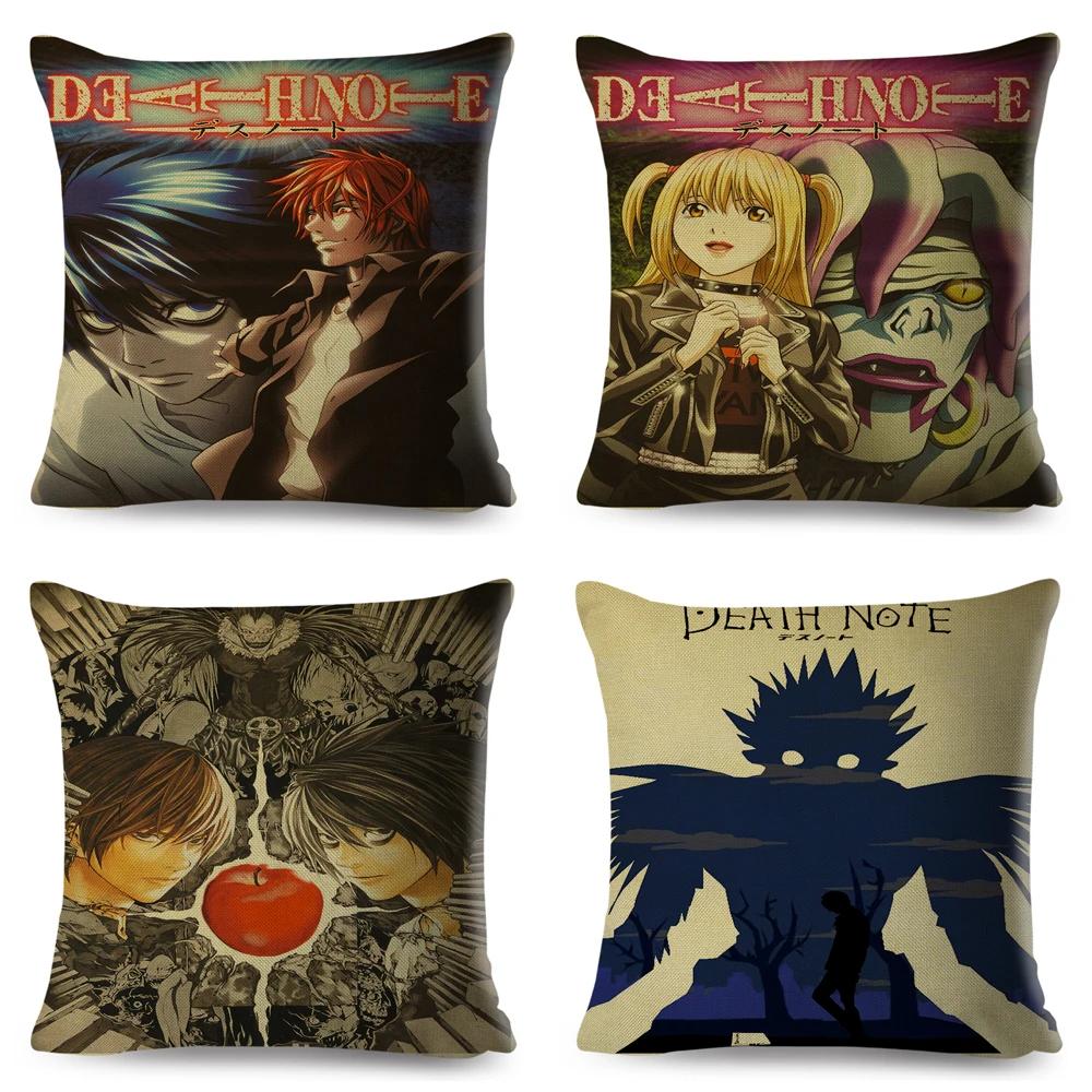 Death Note Cushion Cover Decor Cartoon Classic Anime Print Pillow Case Polyester Pillowcase for Sofa Home Children Room 45x45cm