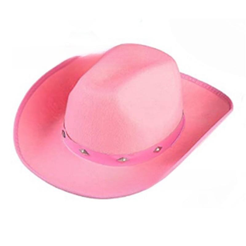

Модная Розовая Фетровая Ковбойская Шляпа С Серебряными Заклепками Для Косплея И В Подарок розовый