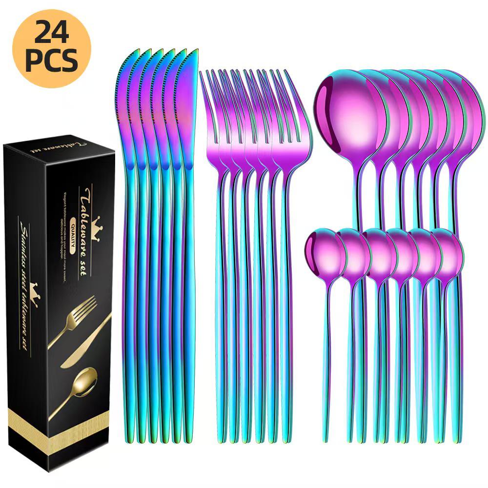 Portugal Stainless Steel 30-Piece Cutlery Set: Western Steak Knife, Fork, Spoon in Gift Box
