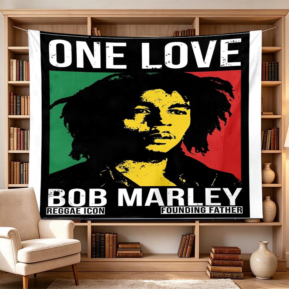 Bob Marley Reggae One Love Reggae Decorative Wall-Hanging Tapestry, Home Ornament for Living Room,Dorm and Fan Parties,Multi-style,celebrities,cartoon