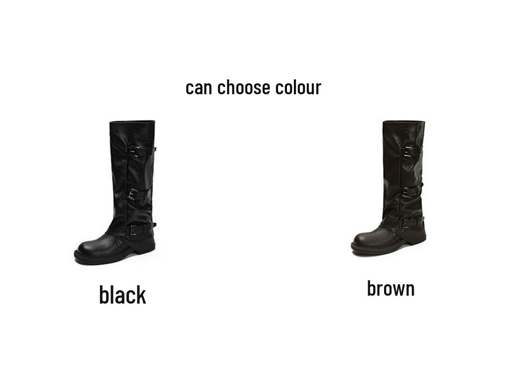 Women's Genuine Leather Black Wrinkled Over-the-Knee Knight Boots with 9cm Inner Height - 2025 New Style.