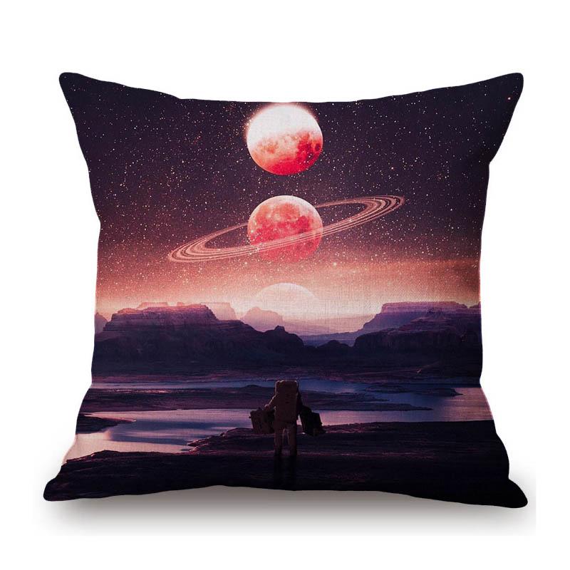 Universe Galaxy Planets Mars Venus Jupiter Astronaut Print Sofa Throw Pillow Cover Restaurant Bookstore Decoration Cushion Cover