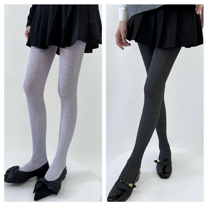 Women Vintage Twist Striped Pattern Jacquard Tights Winter Fall Opaque Pantyhose Stockings Slimming Leggings Hosiery