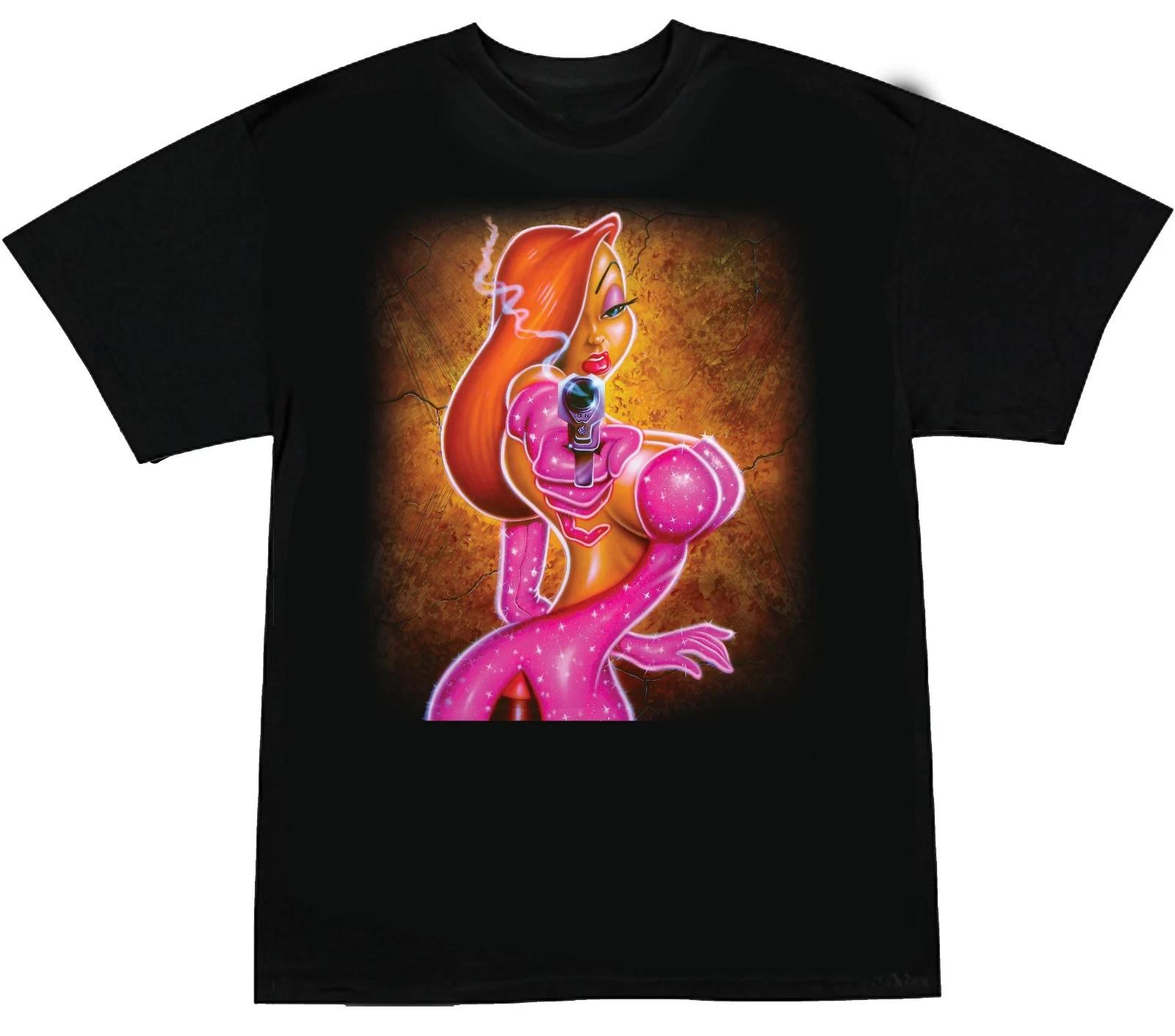 Jessica Rabbit Black Cotton T-shirt All Size M
