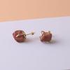 Natural Gemstone Earrings for Women - 18K Gold Plated Raw Amethyst and Rose Quartz Healing Crystal Stud Earrings