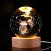 3D Starry Sky Crystal Ball Night Light with Solid Wood Base - Luminous Desktop Ornament & Birthday Gift