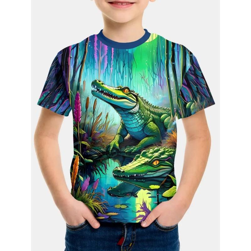 Boys Kids Clothes 3D Print Cartoon Dinosaur Graphic T Shirts