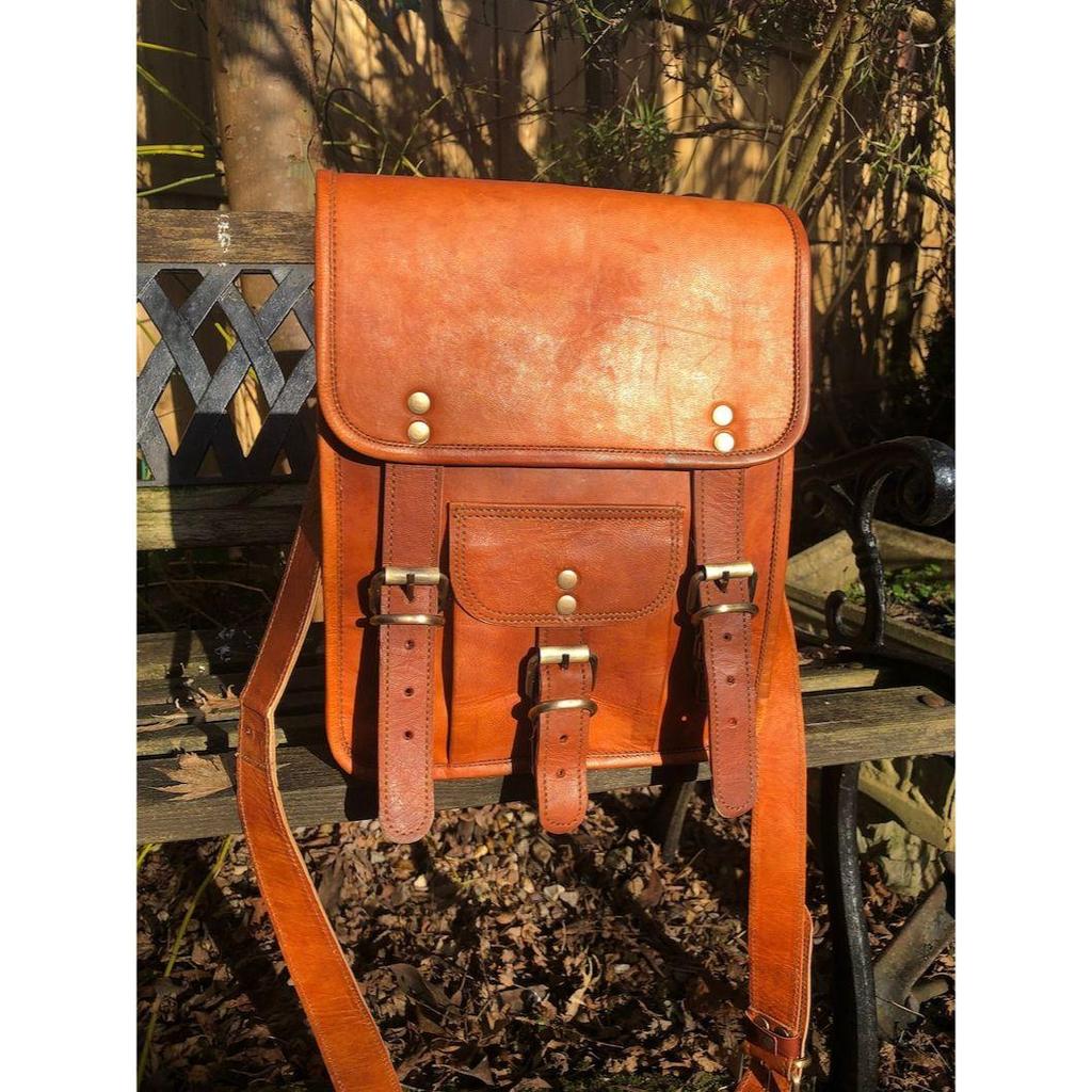 Messenger aus Leder im Vintage-Look, Satchel im Steampunk-Stil, stilvolle braune Ledertasche für ihn, Umhängetasche aus Leder für das iPad, Leder-Manbag