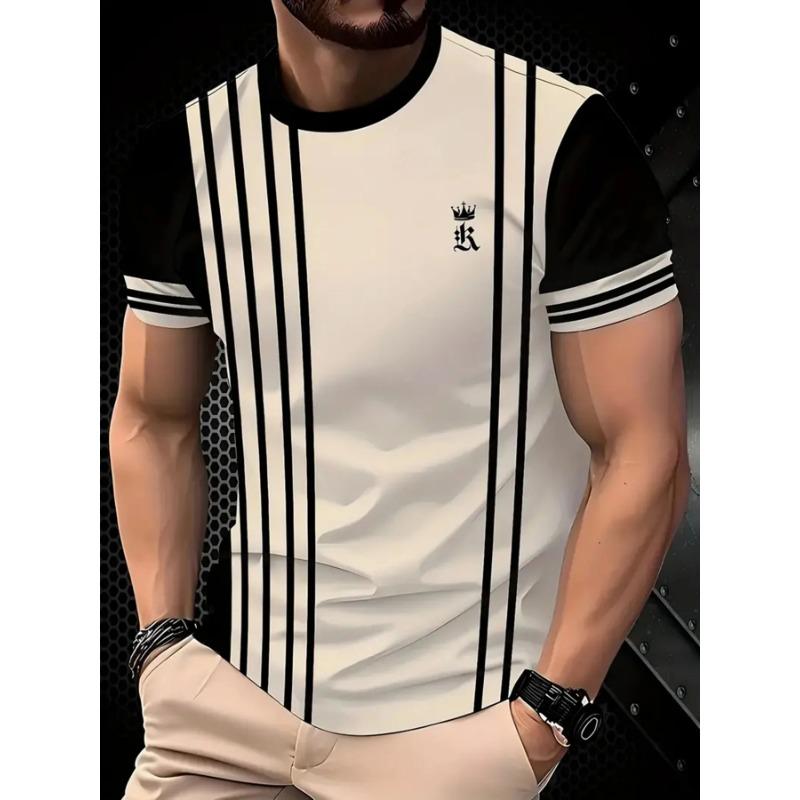 Summer Round Neck 3D MILAN Pattern Print Top Fashionable Casual Short Sleeved Men's T-shirts