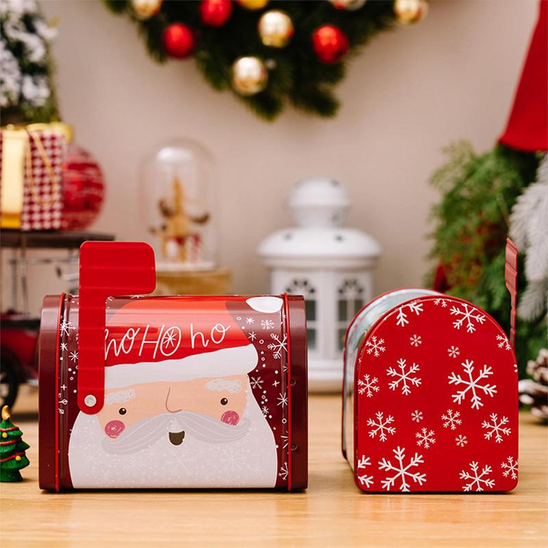 Christmas Gift Box Santa Claus Candy Box Craft Iron Storage Box Organizer Tin Box Mailbox Xmas Ornaments Paper Box Kids Gifts