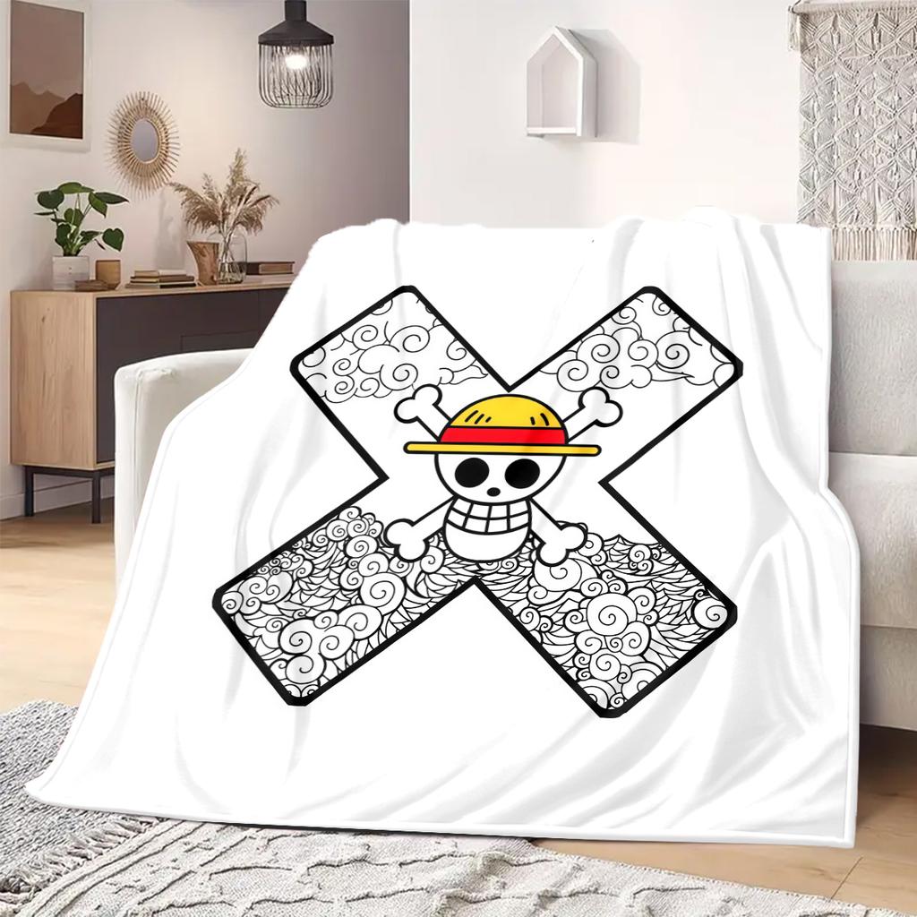 ONE PIECE Straw Hat Pirates Print Blanket Warm Comfortable Flannel Blanket Suitable for Bedrooms,Sofas, Beds,Chairs -QIAO113