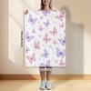 Purple Pink Butterfly Floral Art Throw Blanket - Vibrant Botanical Pattern Cozy Soft Accent for Bed Couch Dorm Holiday Gift
