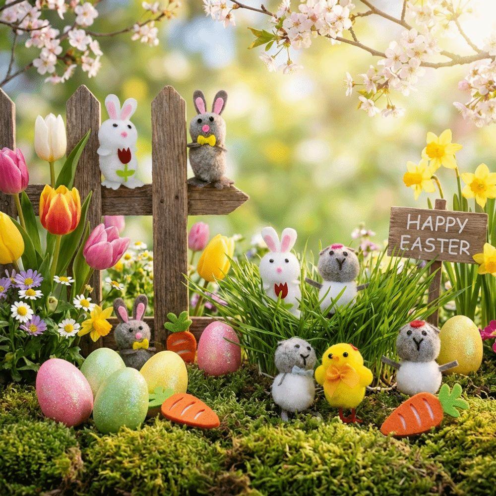 Happy Easter Easter Eggs Chick Ornament Realistic Bunny Chicken Doll  Festival Party