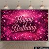 2D Pink Sparkle Bokeh Birthday Backdrop Banner Happy Birthday Party Photo Booth Background