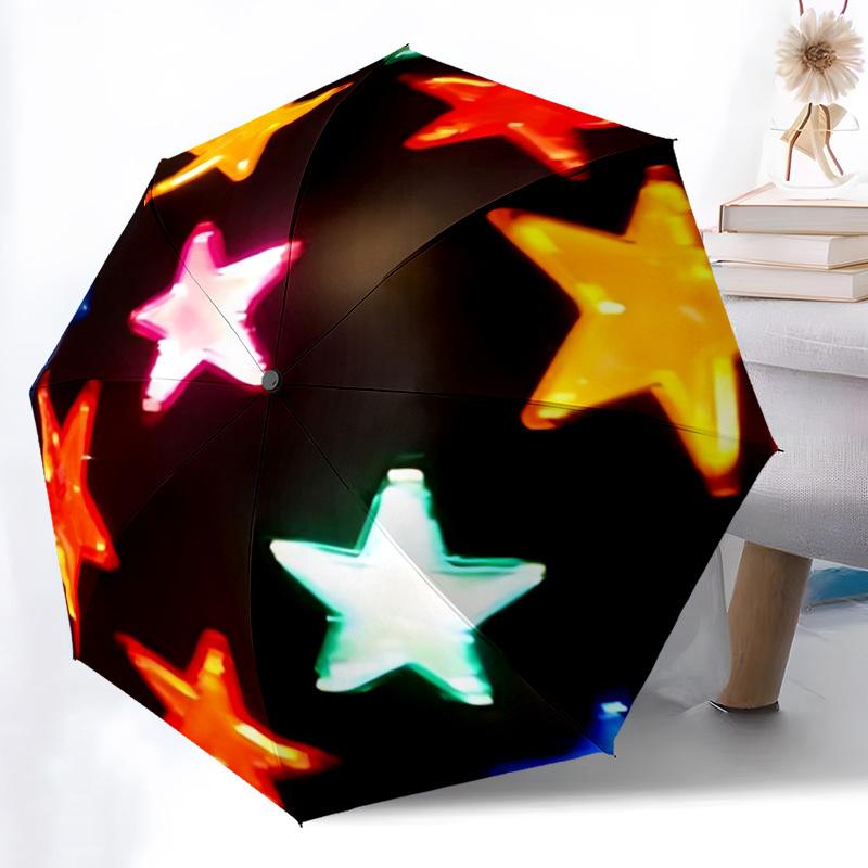 

1pc Star Decorations Automatic Folding Umbrella Durable Iron Frame,All Seasons Home Travel Outdoor Multifunctional Umbrella yy251115051