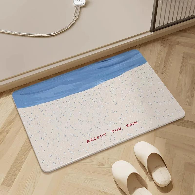 Cartoon hard diatom mud floor mat bathroom suction board non-slip quick-drying mat toilet door toilet floor mat foot mat