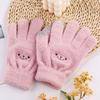 Smile Face Printing Gloves Mobile Phone Touchscreen Knitted Gloves Women Winter Thick Warm Adult Soft Mink Fluffy Gloves