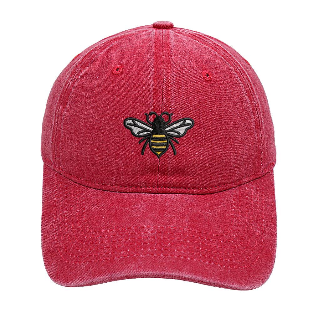 Bee baseball cap cartoon cute embroidery cap European and American retro washed old men's and women's casual hat