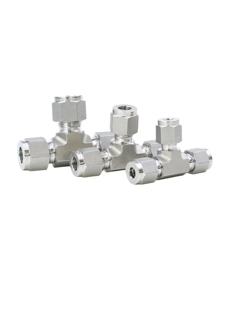 3-25mm 1/8-1" Inch Tube OD Compression Uino 316L Stainless Steel Forged Tee 3 Ways Pipe Fitting Connector With UNF Thread Nut