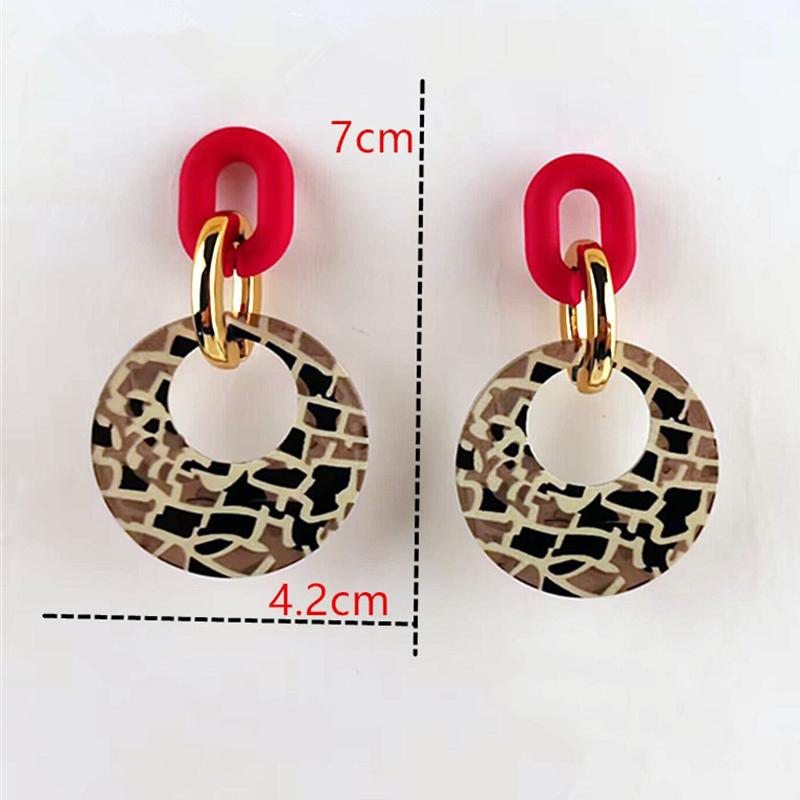 Acrylic Earrings Geometric Earrings for Women Vintage Exaggerated Acrylic Black White Leopard Print Hollow Circle Earrings Gifts