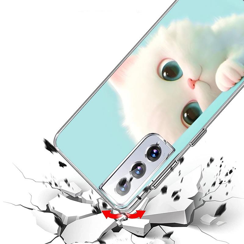Cat Cute Kitten Cartoon Phone Case For Samsung Galaxy S24 S25 Edge S26 Ultra S23 S22 S21 Plus S20 FE + Personalized Print Cover