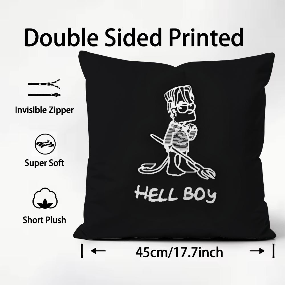 LLil PeepP HellS Boy Singer Cushion Cover Plush Fabric Soft DoubleSided Printed Sofa Warm Winter Home Child Gift Pillow Case