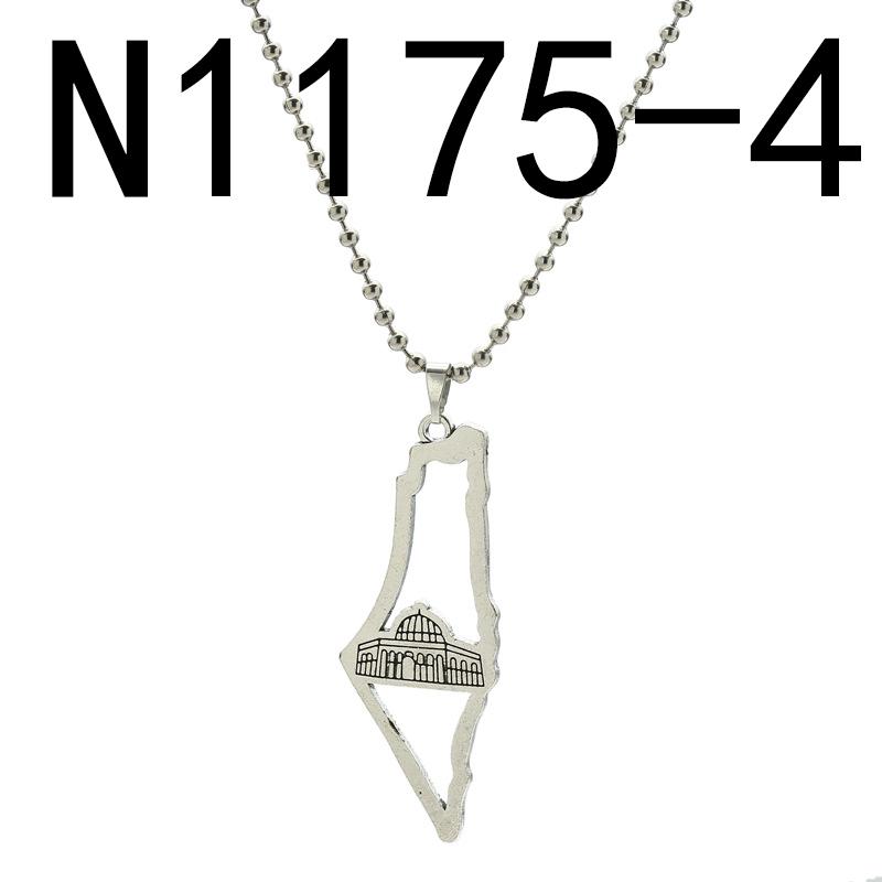 Jewish Israel Country Map Stainless Steel Gold Color Pendant Necklace For Men Women Arabic Choker Chain Amulet Jewelry Gift