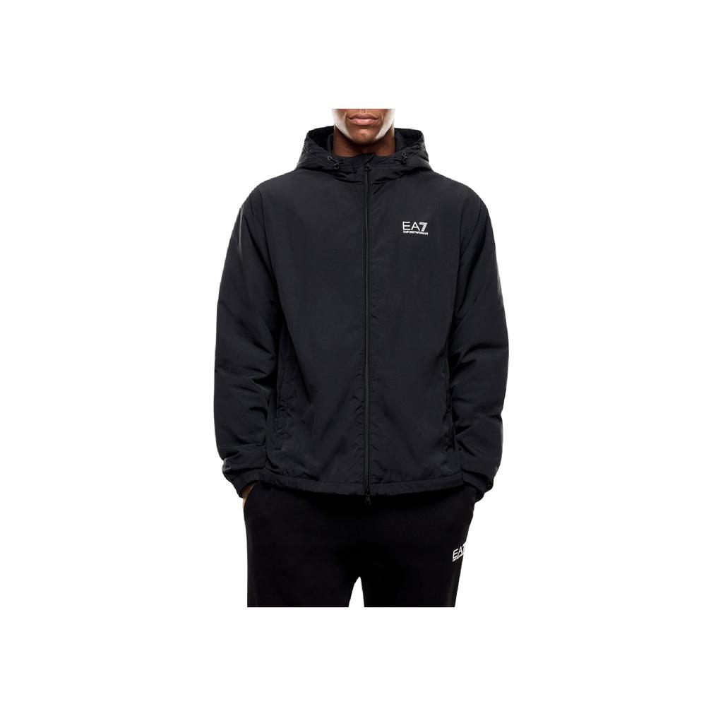 Emporio Armani EA7 Core Identity Series Color Block Logo Hooded Zip Side Pocket Long Sleeve Cotton Jacket Men Jackets 7M000790-AF13190-UC001