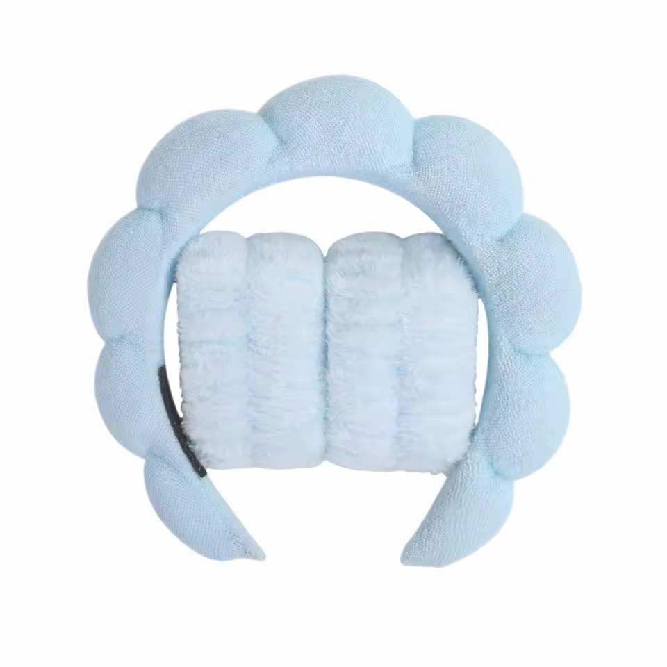 3Pcs Fashion Microfiber Washing Wristbands Scrunchies Puffy Headband Spa Bubble Headband for Washing Face Makeup Shower Skincare