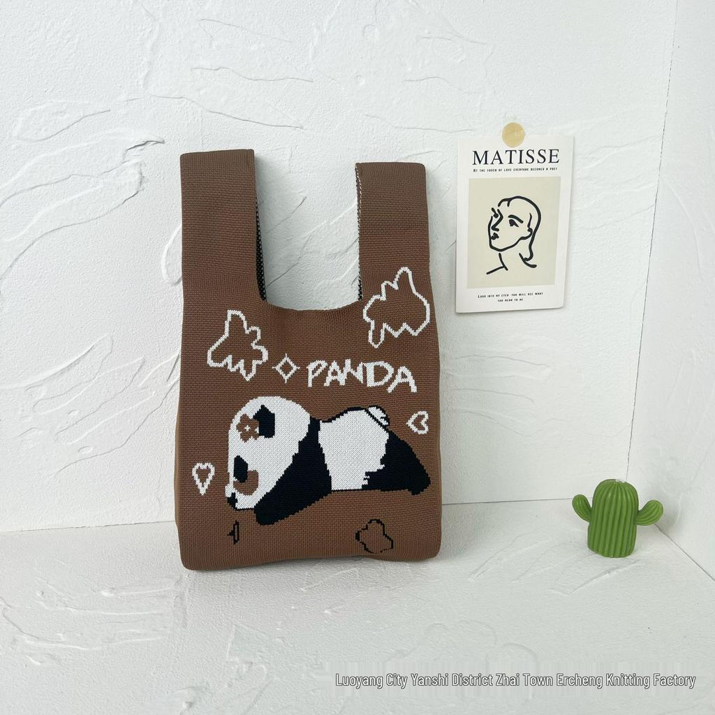 Panda Knit Women's Cross-Border Wrist Tote Handbag