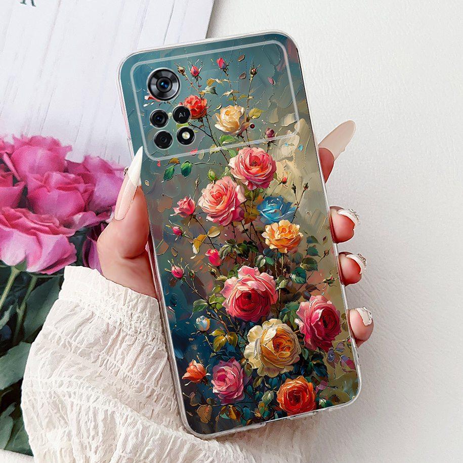 For Xiaomi Poco X4 Pro 5G Case 2201116PG Funda New Fashion Flower Bowknot Soft Clear Silicone Bumper For Xiomi Poco X4 Pro Coque