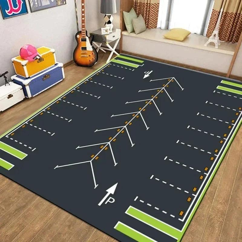 Transportation Track Crawling Mat Children's  Living Room Carpet Area Rug for Kid’s Bedroom Non-slip Machine Washable Floor Mat