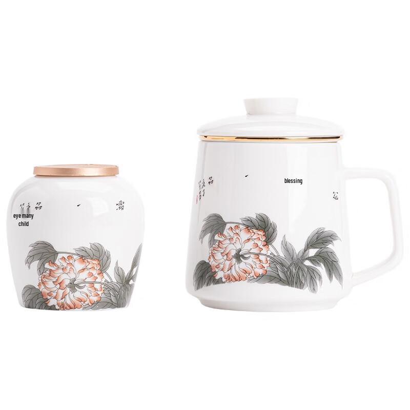 Sushi Ceramics Mutton-fat Jade Floral Tea Set