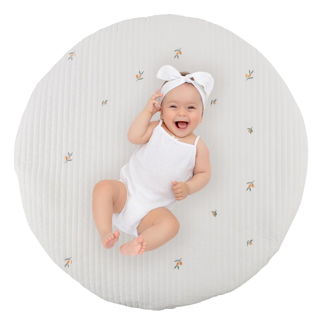 by interior Baby play baby baby diameter with zipper [Recommended coordinators] mat, mat, mat, gym, circular, month-age photo, 80cm, (olive)