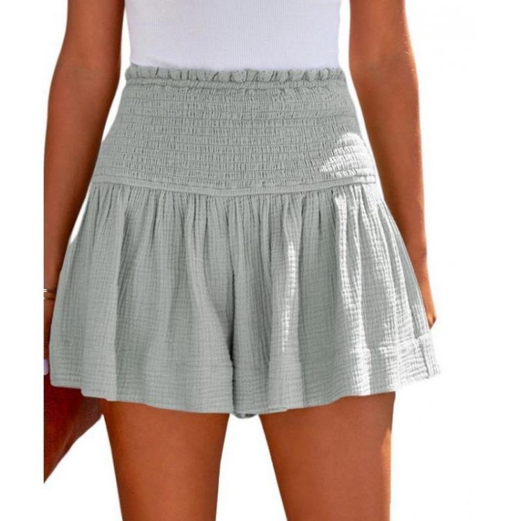 Elegant Women's Casual Summer Wide Leg Shorts Breathable Solid Color Large Size Ladies Fashion Shorts