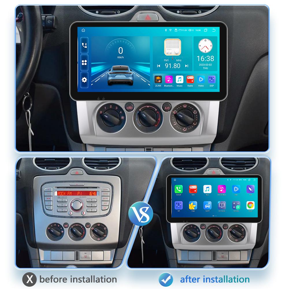 Radio samochodowe 9 "2 Din 4G-LTE WiFi dla Ford Focus Exi MT 2 3 Mk2 Mk3 2004-2011 odtwarzacz multimedialny Android 12 nawigacja GPS inteligentny ekran jednostka główna