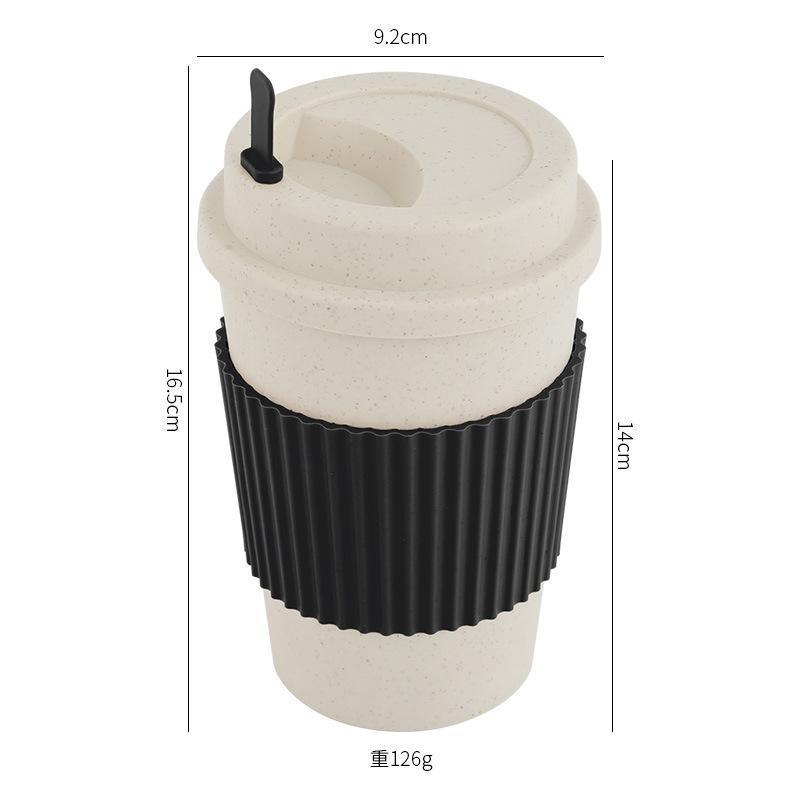 Wheat Straw Coffee Cup, Water Cup, Accompanying Mixing Cup, High-end Plastic Latte Cup, Mug with Lid