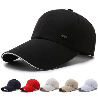 Hat Spring and Autumn Men's Cotton Polyester Good Canvas Sandwich Baseball Cap Extended Brim Iron Label Fishing Cap Shade Cap