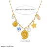316L Stainless Steel Novel Trend Flower Shell Conch Pearl Pendant Necklace Women Leisure Vacation Neck Chain Jewelry
