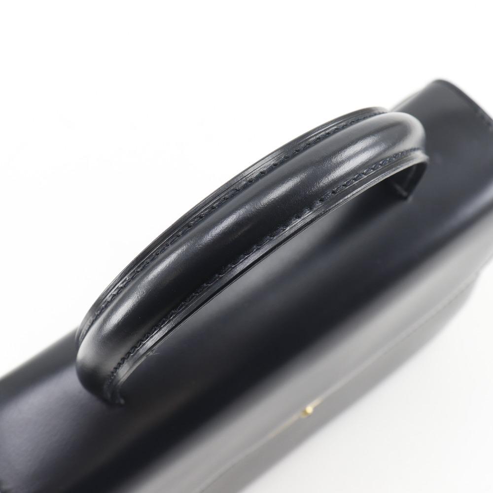 Cartier Sapphire Line Handbag One Handle Black Calfskin Women Used