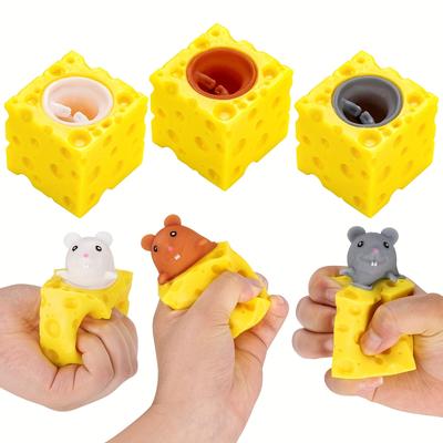 1 Box süße Käse-Maus Quetschbecher Spielzeug Bunt, Spielerische Sensorische Stressbewältigung für Jugendliche und Erwachsene, Ideales Weihnachts-Halloween Party Geschenk,